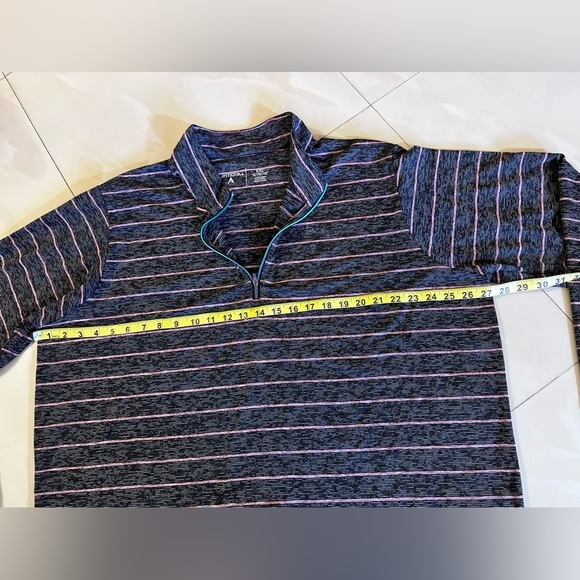 Mens Antigua Performance 1/2 Zip Size XXL “Logo” Top Color Charcoal Stripes - Picture 9 of 16